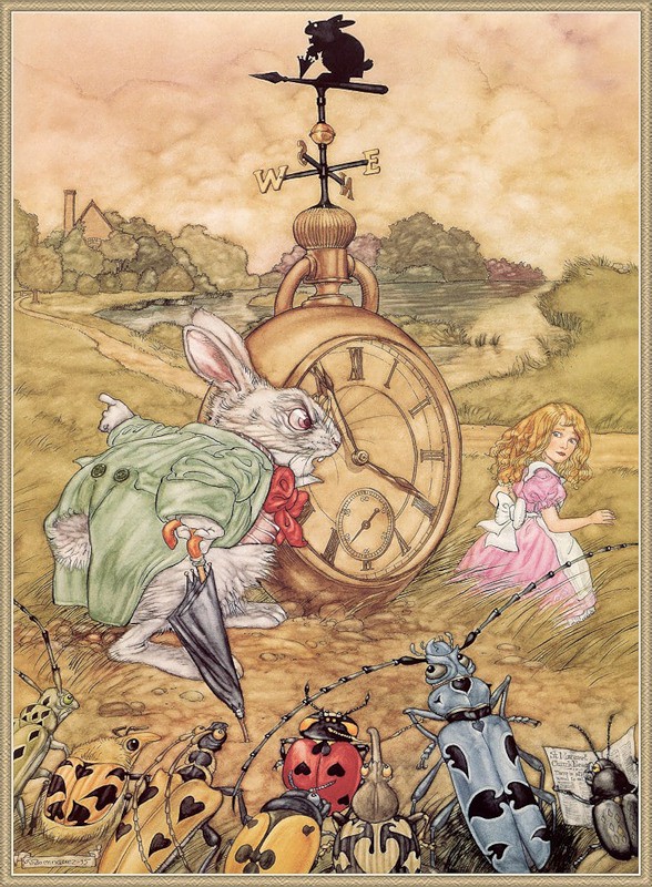 Энджел Домингес иллюстрации к сказке "Алиса в стране Чудес", кролик и часы. Детская. Купить в Краснодарском крае: Новороссийске, Геленджике